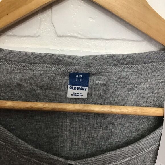 2/40$ NWT Old Navy grey shirt jersey long sleeves tee size XXL Henley button - Picture 4 of 14